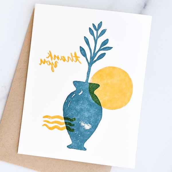 Mediterranean Sun Thank You Letterpress Card